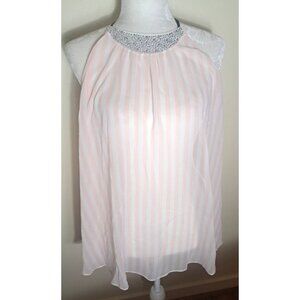 Victorias Secret Lingerie Teddy 2 Pc Striped Rivets Bow In Back Pale Pink Small
